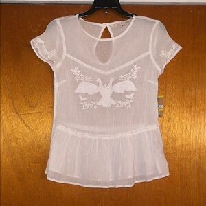 RACHEL Rachel Roy Sheer White Blouse